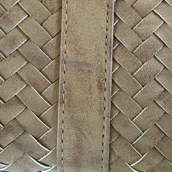 Madison West Tan Woven Satchel Shoulder Bag Chain Strap Travel Carry On NWOT - Picture 14 of 16